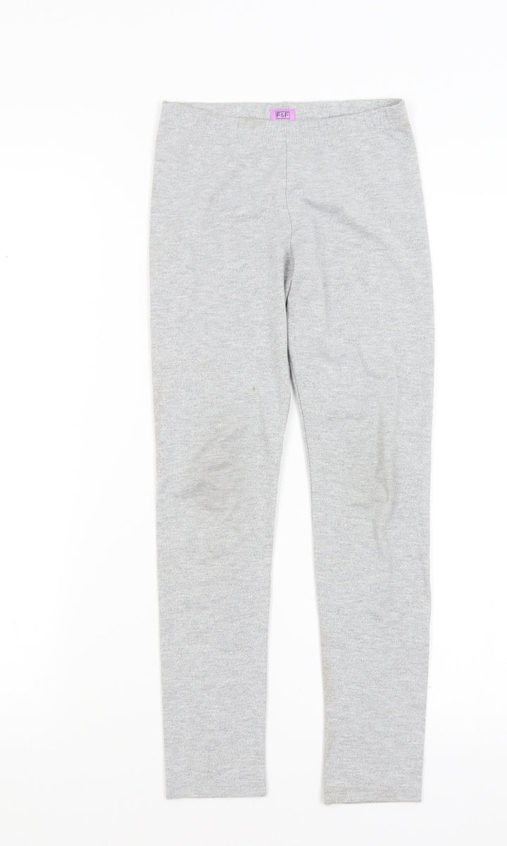 F&F Girls Silver   Capri Trousers Size 8-9 Years