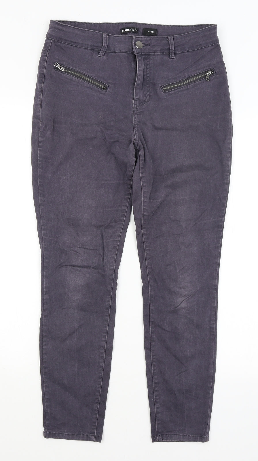 TU Womens Grey   Chino Trousers Size 12 L26 in