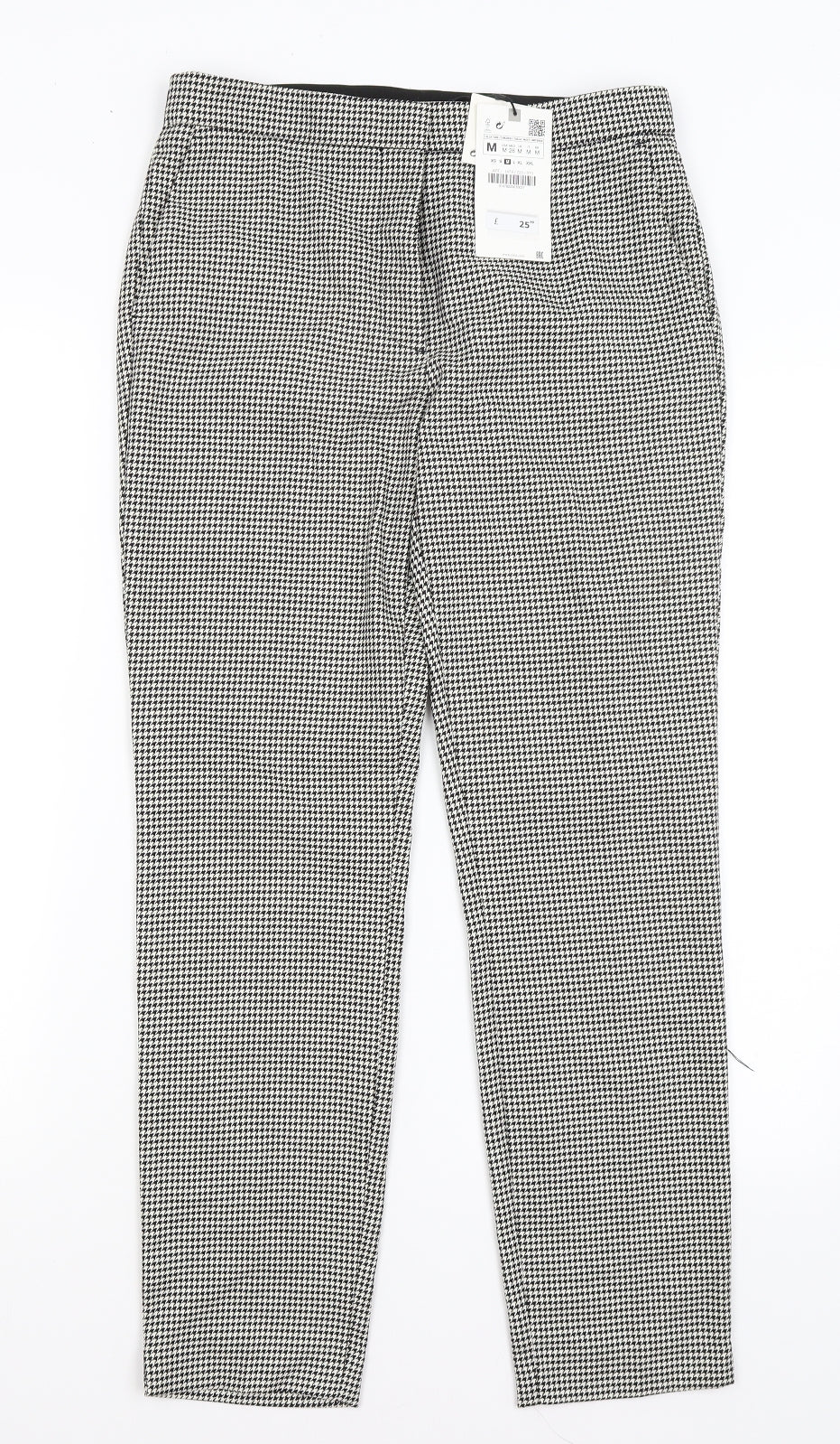 Zara Womens White Houndstooth  Trousers  Size M L27 in