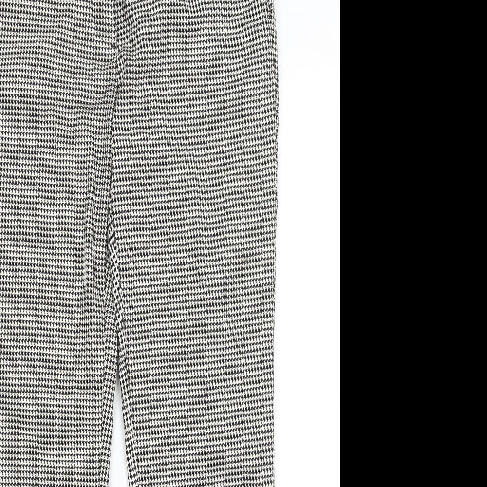 Zara Womens White Houndstooth  Trousers  Size M L27 in
