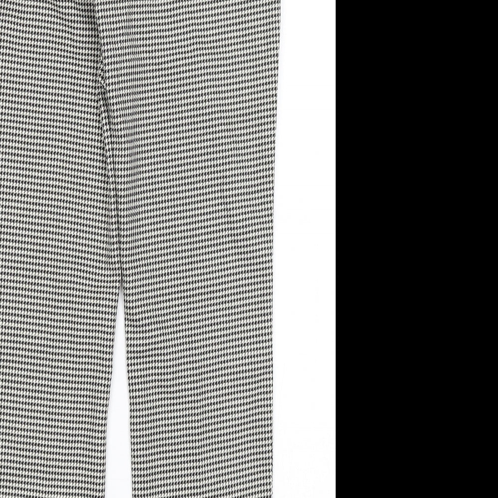 Zara Womens White Houndstooth  Trousers  Size M L27 in