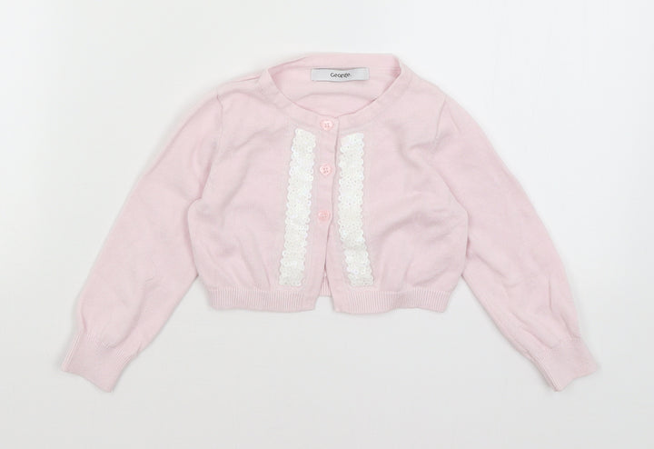 George Baby Pink Cardigan Jumper Size 12-18 Months