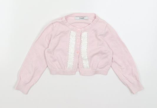 Front view of George Baby Pink Cardigan Jumper, size 12-18, Months