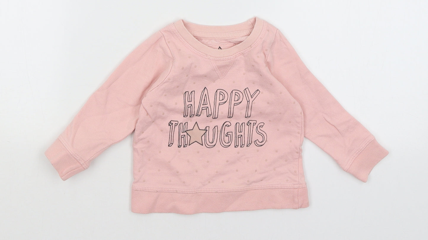 Young Dimension Baby Pink Spotted  Pullover Jumper Size 12-18 Months  - Happy Thoughts