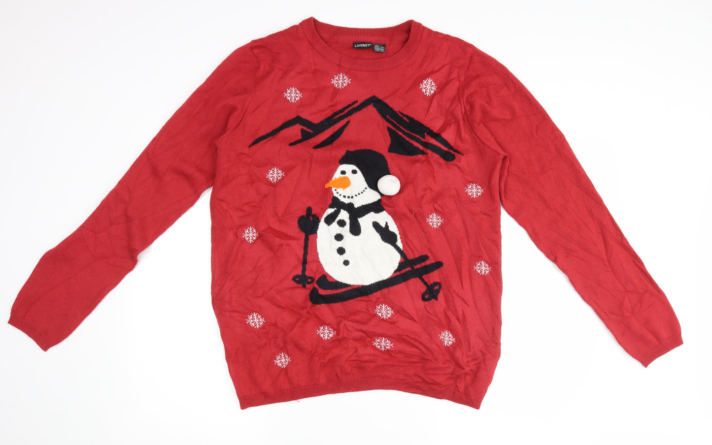 Livergy Mens Red   Henley Jumper Size M  - Christmas Jumper