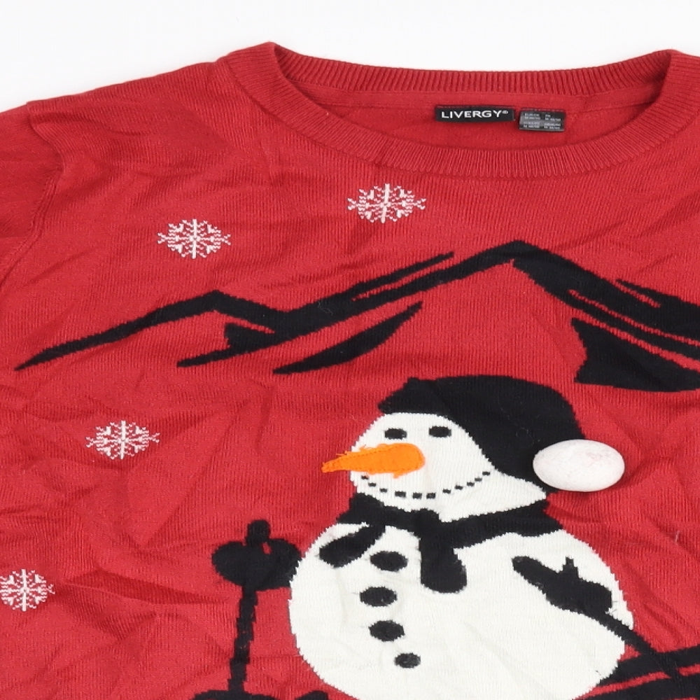 Livergy Mens Red   Henley Jumper Size M  - Christmas Jumper
