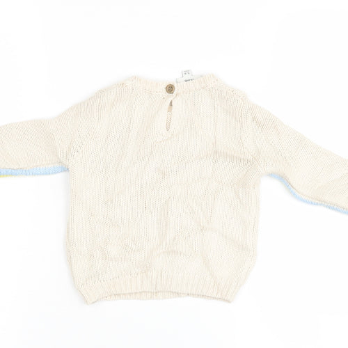 River Island Boys Ivory Striped  Henley Jumper Size 3-6 Months