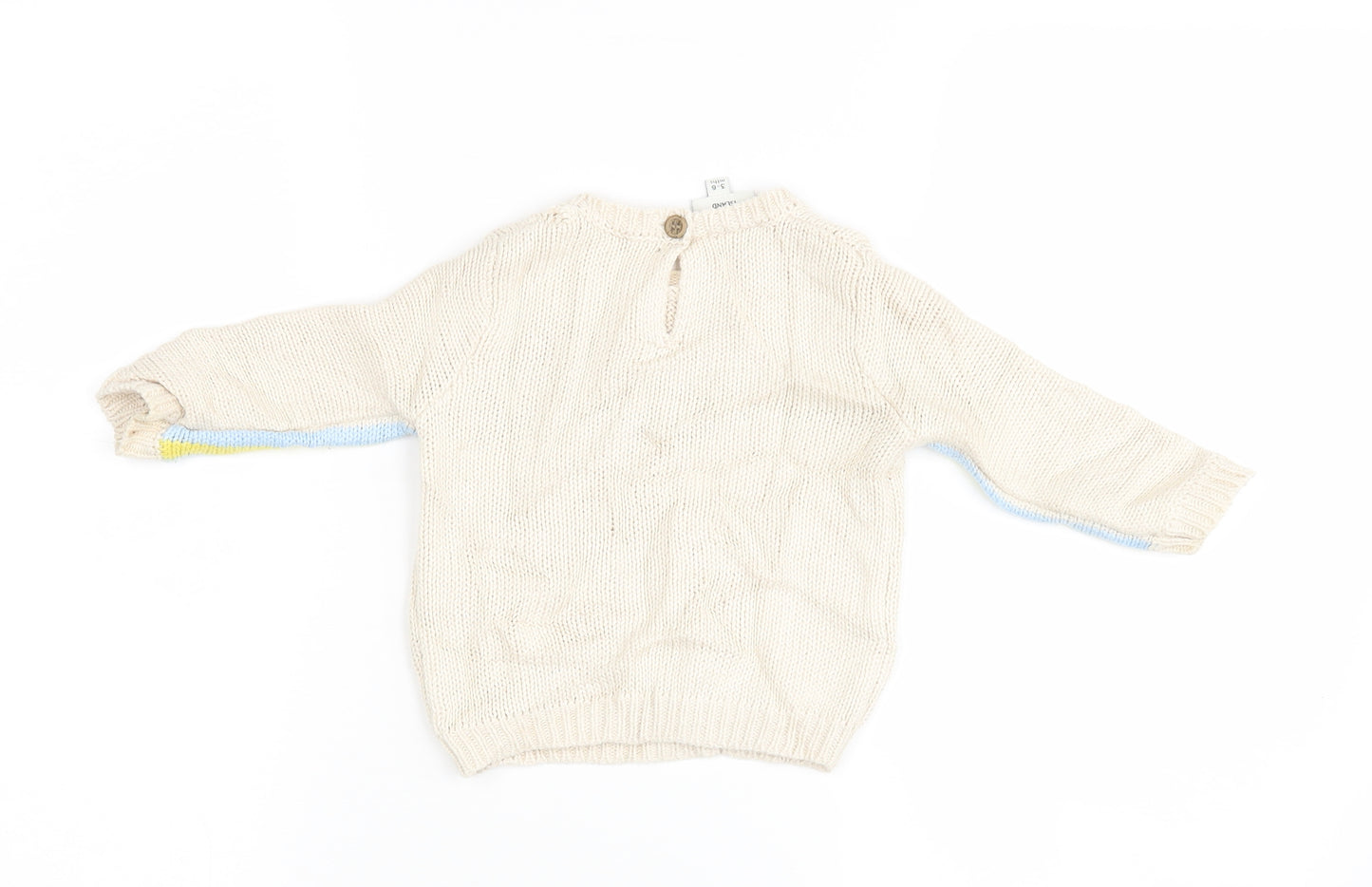 River Island Boys Ivory Striped  Henley Jumper Size 3-6 Months