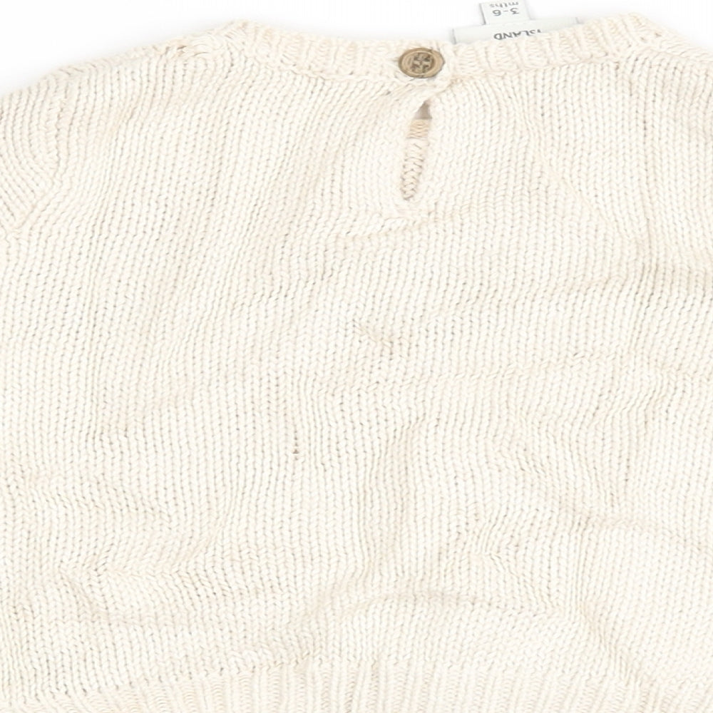River Island Boys Ivory Striped  Henley Jumper Size 3-6 Months