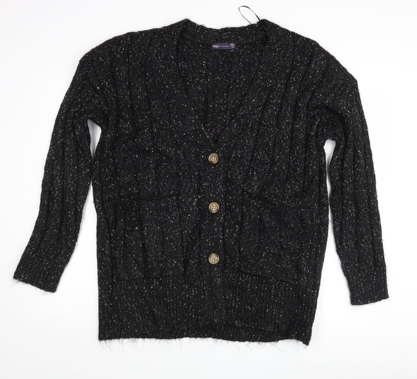 Marks and Spencer Womens Black   Cardigan Jumper Size L