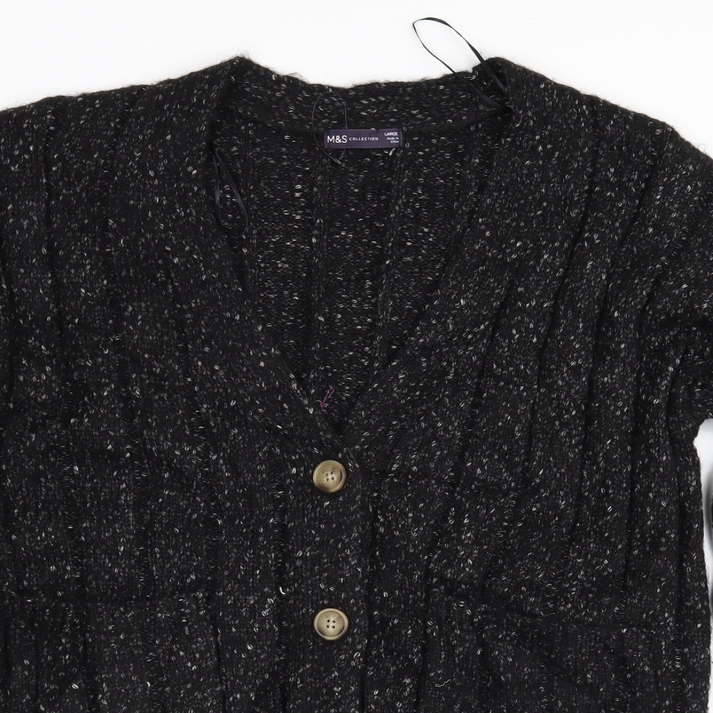 Marks and Spencer Womens Black   Cardigan Jumper Size L