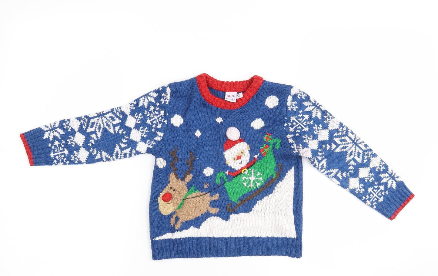 Mini Club Boys Blue   Pullover Jumper Size 18-24 Months  - Christmas Jumper