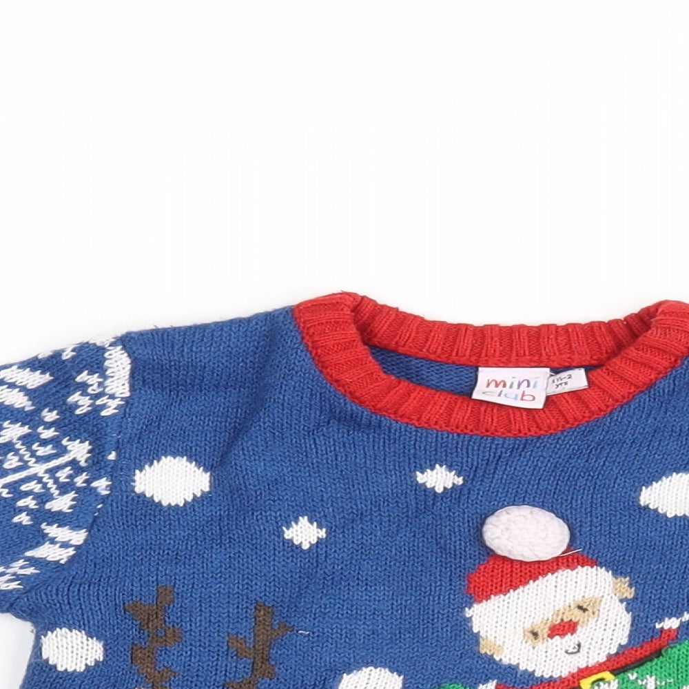 Mini Club Boys Blue   Pullover Jumper Size 18-24 Months  - Christmas Jumper