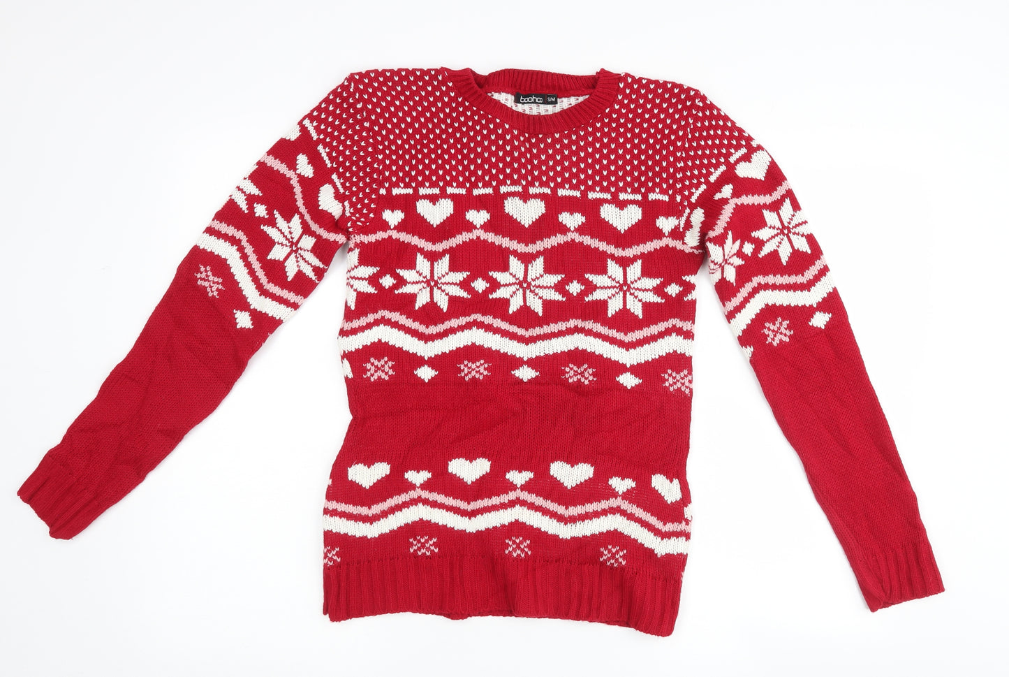 Boohoo Womens Red   Pullover Jumper Size M