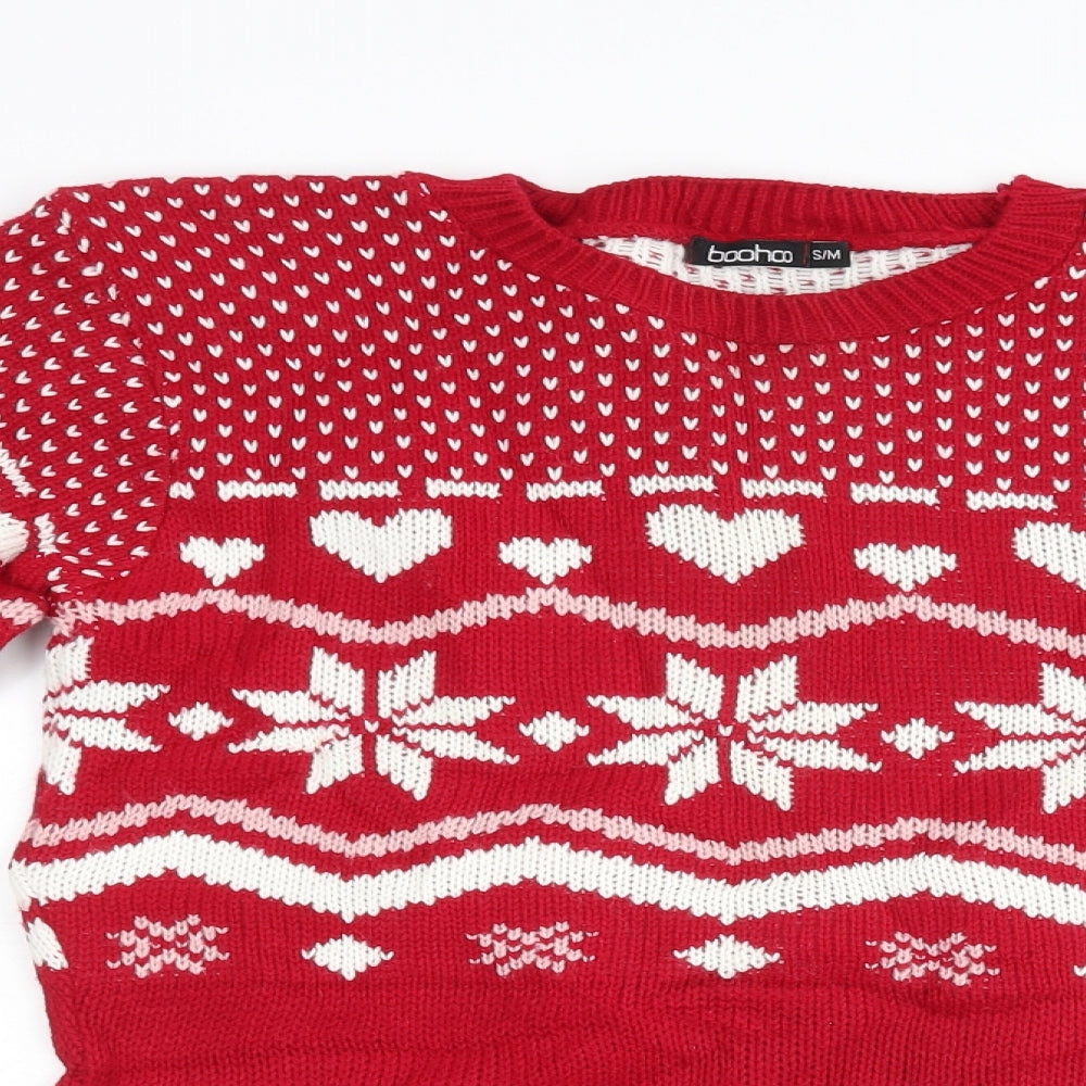 Boohoo Womens Red   Pullover Jumper Size M