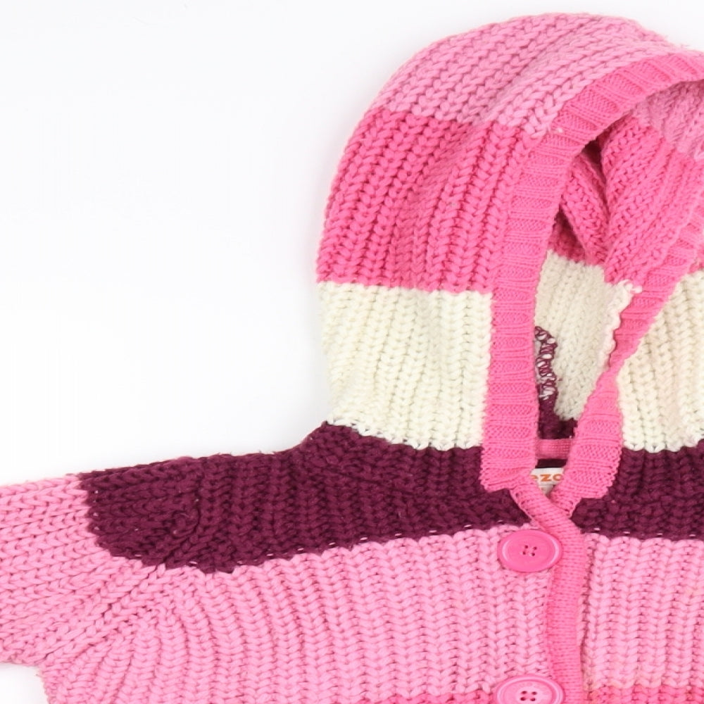 Bloozoo Girls Multicoloured Striped  Cardigan Jumper Size 3-4 Years
