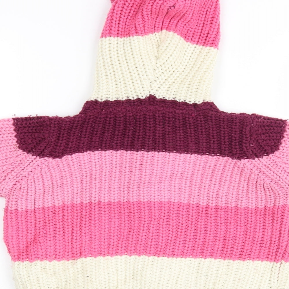 Bloozoo Girls Multicoloured Striped  Cardigan Jumper Size 3-4 Years