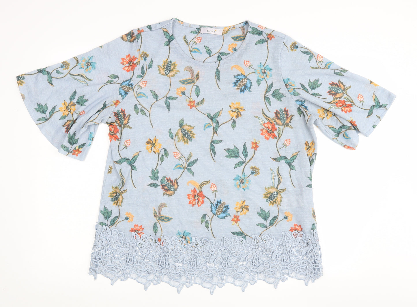 Marks and Spencer Womens Blue Floral  Basic T-Shirt Size 18