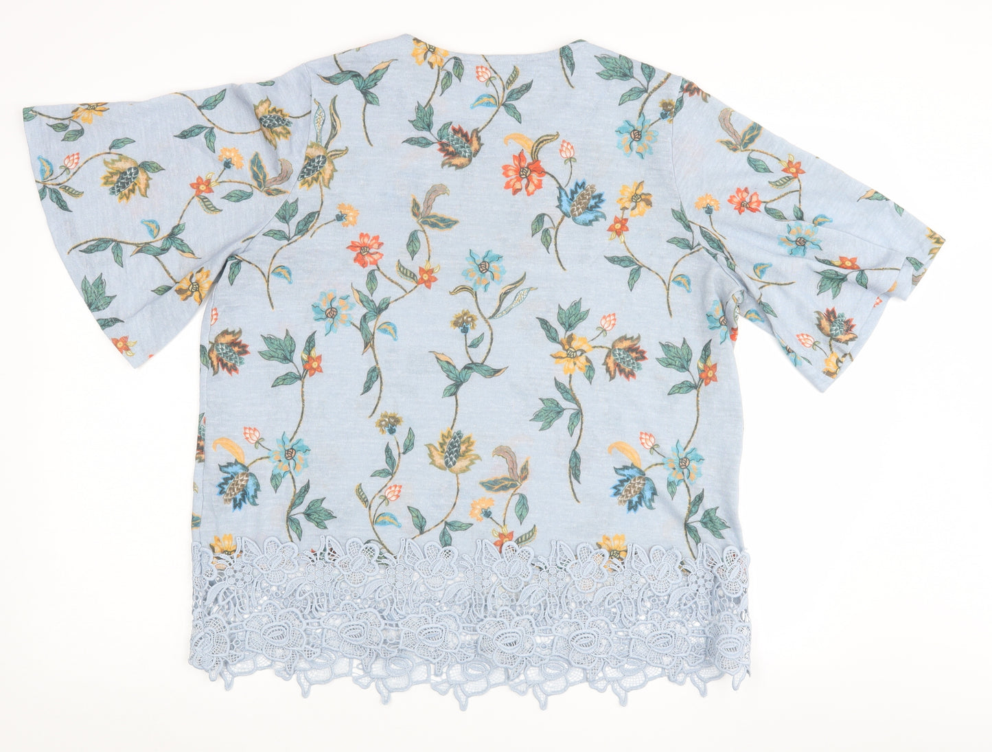 Marks and Spencer Womens Blue Floral  Basic T-Shirt Size 18