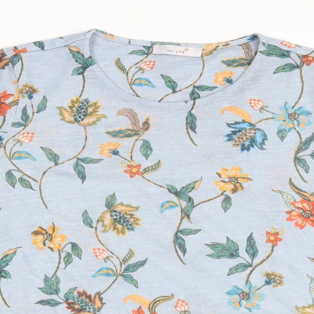 Marks and Spencer Womens Blue Floral  Basic T-Shirt Size 18