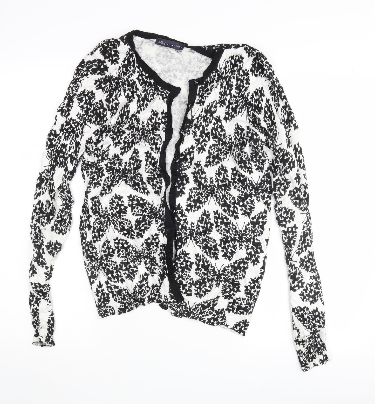 Marks and Spencer Womens Ivory Floral  Cardigan Jumper Size 14