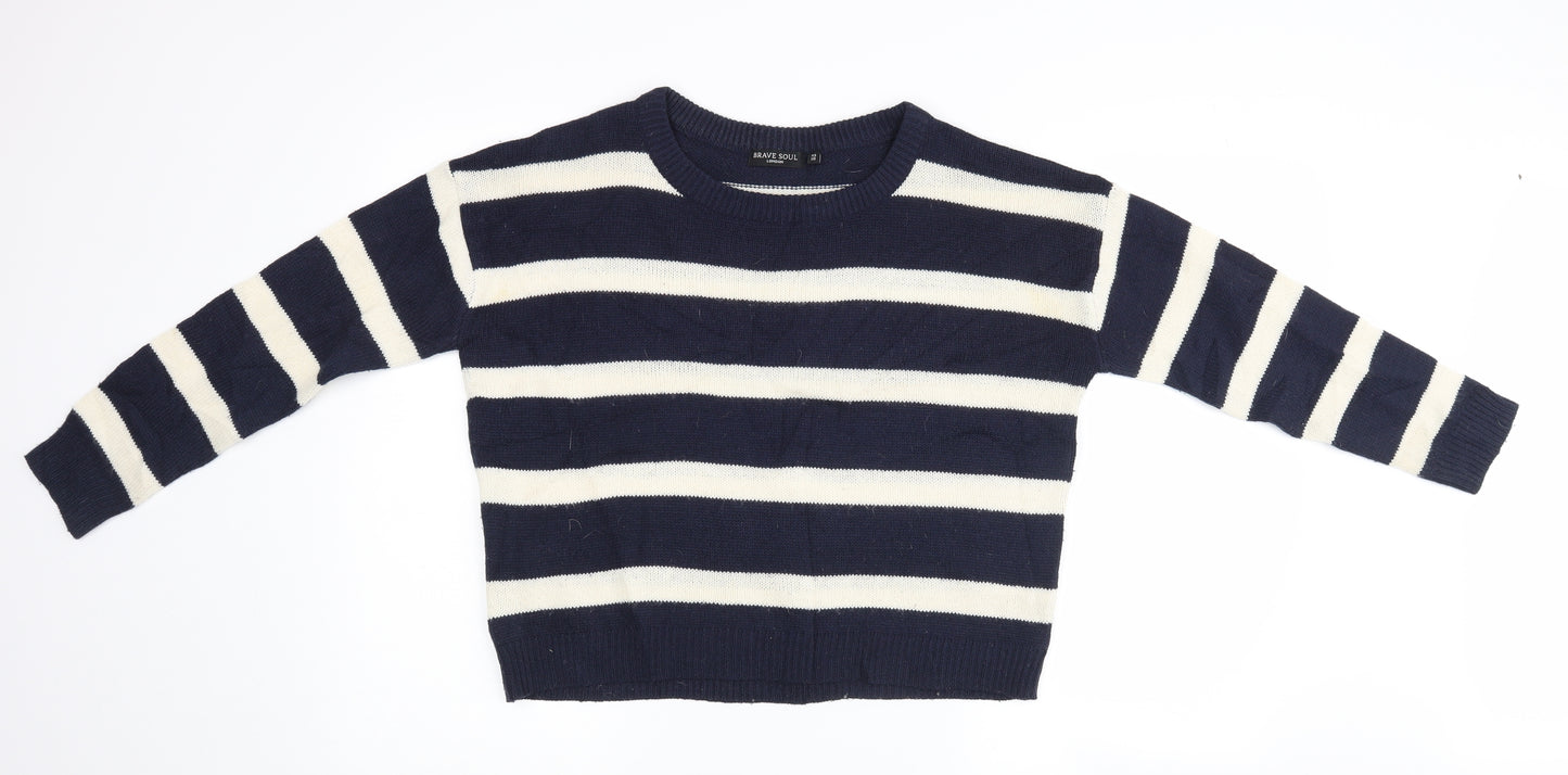 Brave Soul Womens Multicoloured Striped  Henley Jumper Size XS
