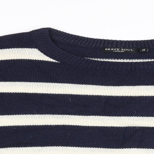 Brave Soul Womens Multicoloured Striped  Henley Jumper Size XS
