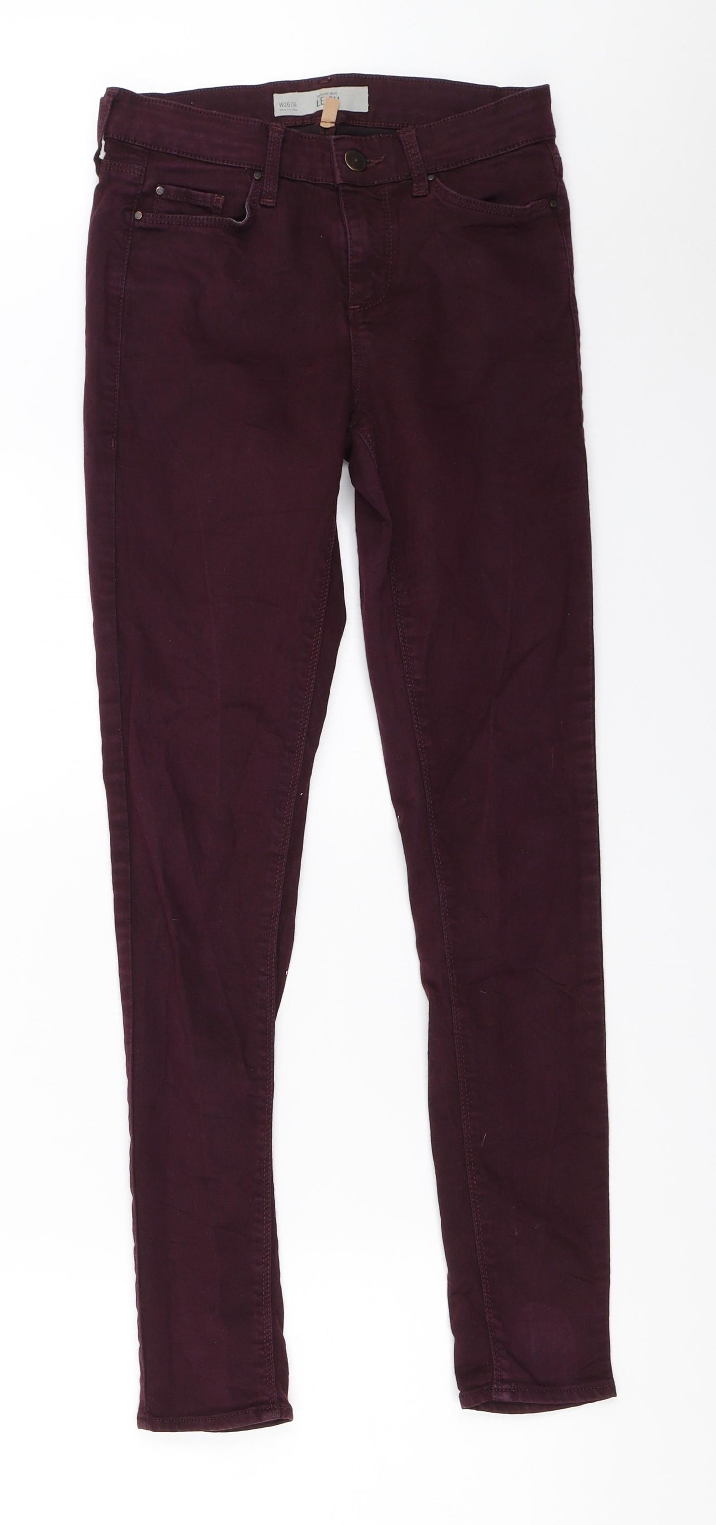 Topshop Womens Purple   Skinny Jeans Size 26 in L30 in - Leigh Jeans