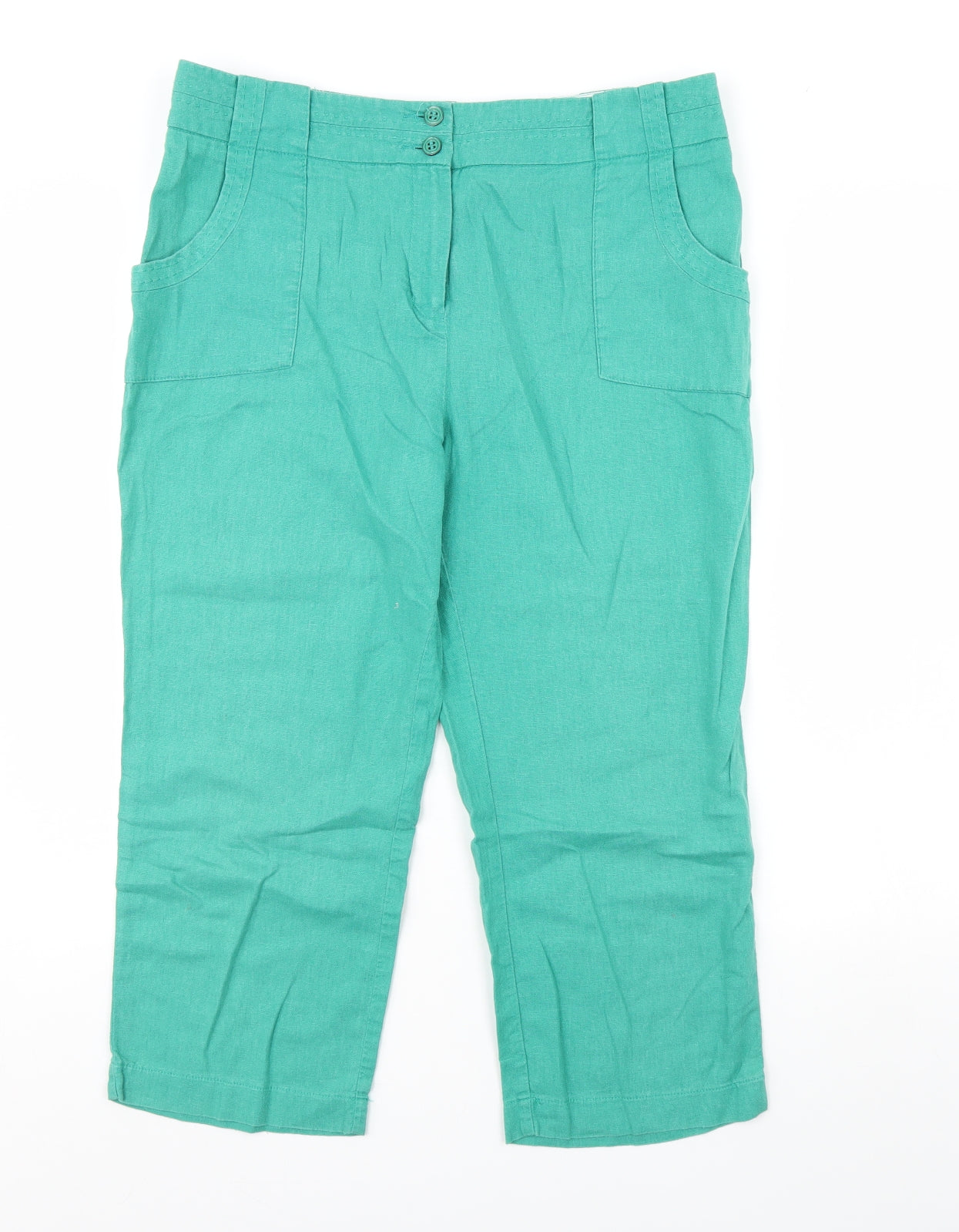 Per Una Womens Green   Cropped Trousers Size 14 L26 in