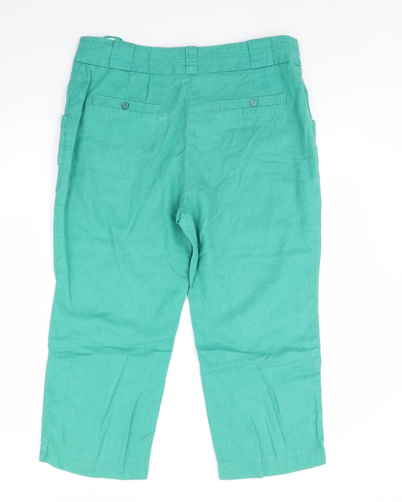 Per Una Womens Green   Cropped Trousers Size 14 L26 in