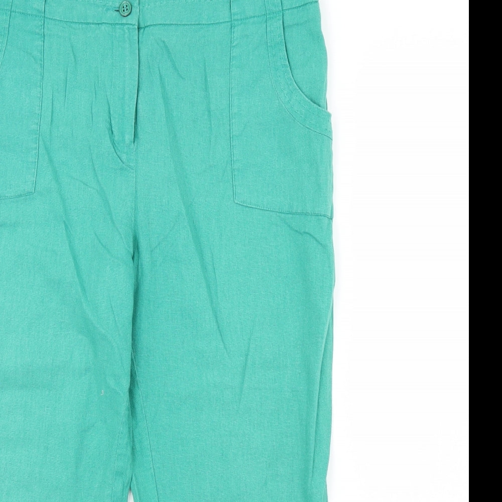 Per Una Womens Green   Cropped Trousers Size 14 L26 in