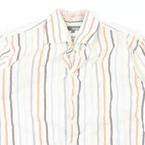 Peter Werth Mens Ivory Striped   Dress Shirt Size M