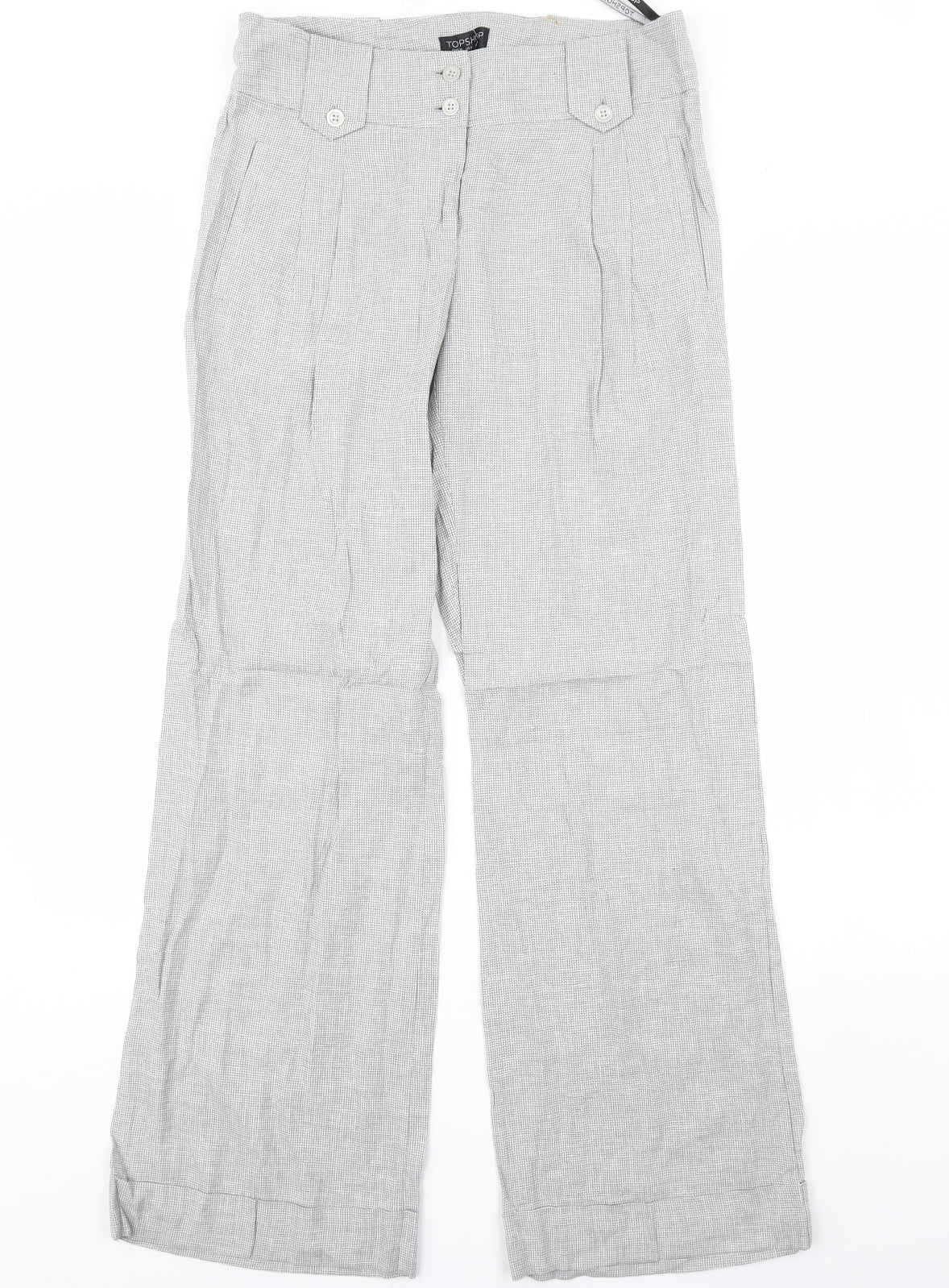 Topshop Womens Grey Herringbone  Trousers  Size 10 L32 in