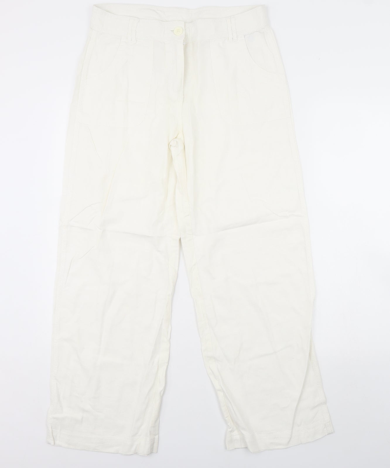 M&S Womens Ivory   Trousers  Size 12 L30 in