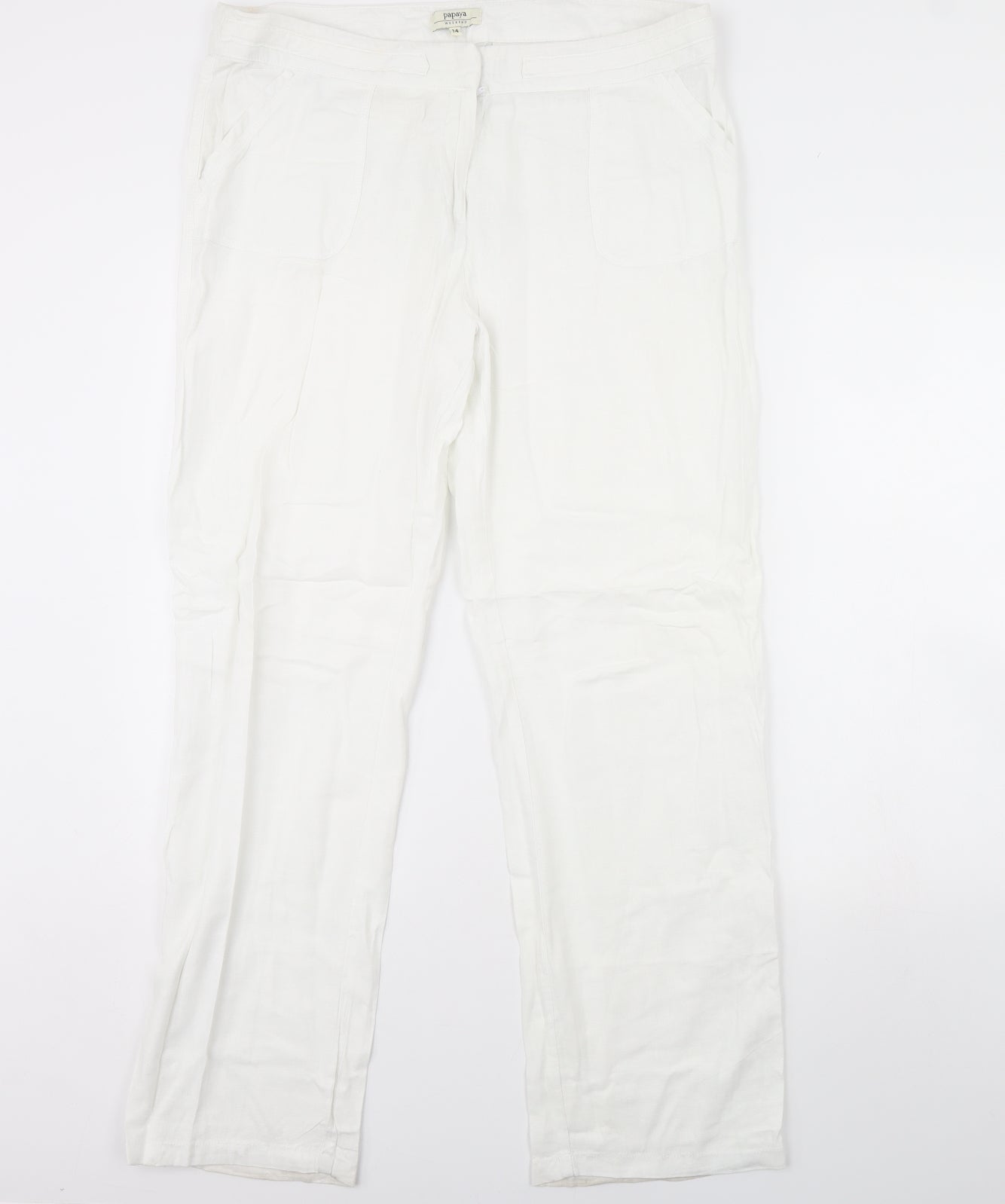 Papaya Womens White   Trousers  Size 14 L30 in