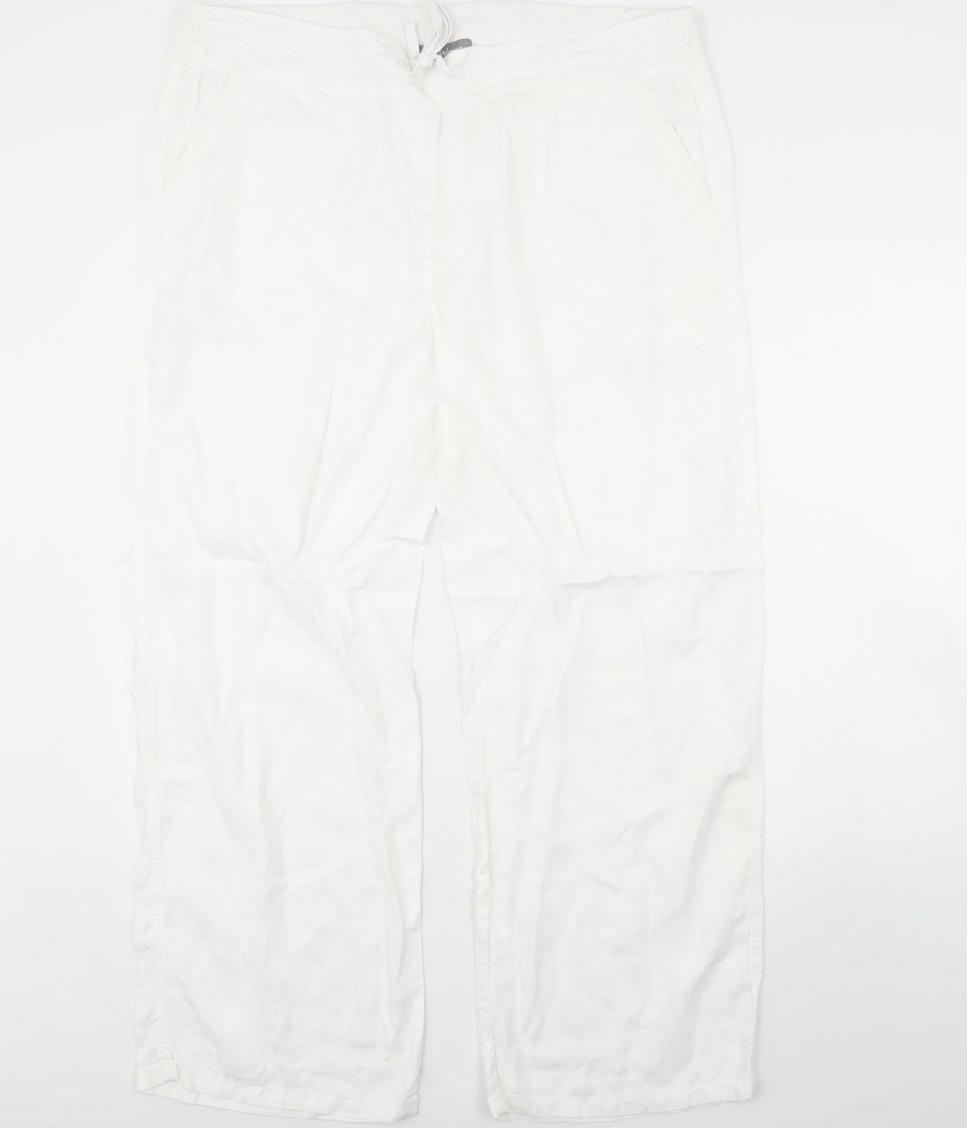 M&S Womens White   Trousers  Size 18 L30 in