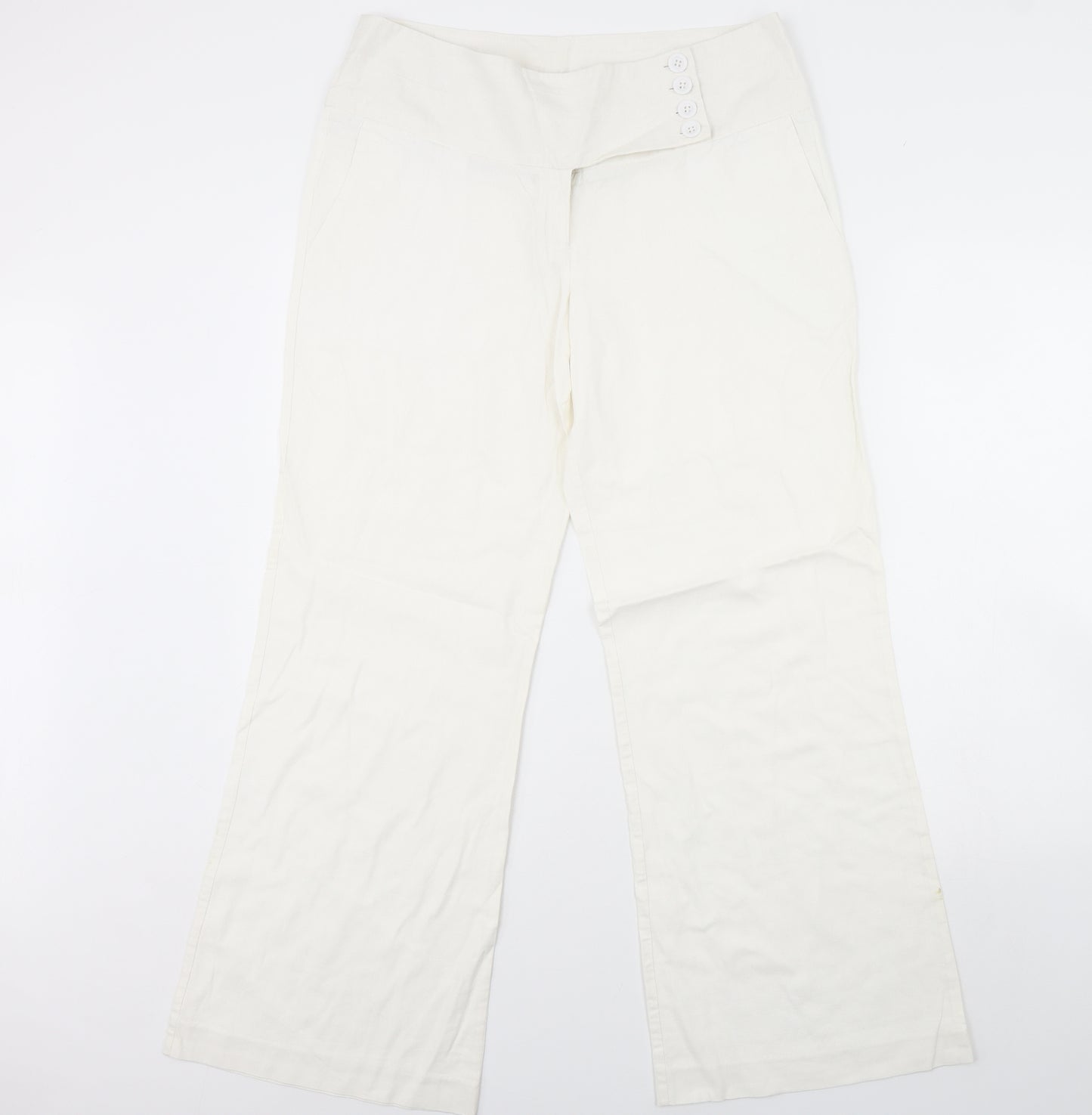 Preworn Womens White   Trousers  Size 14 L30 in