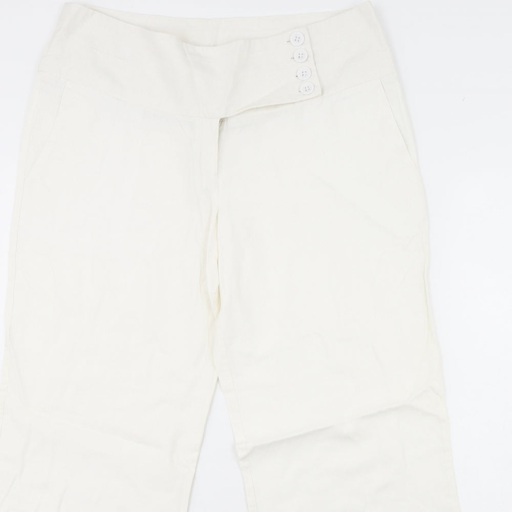 Preworn Womens White   Trousers  Size 14 L30 in