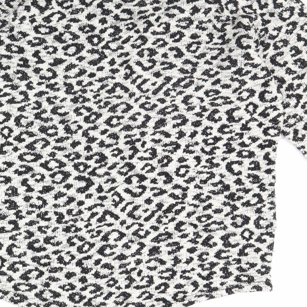 TU Womens Grey Animal Print  Pullover Jumper Size 8