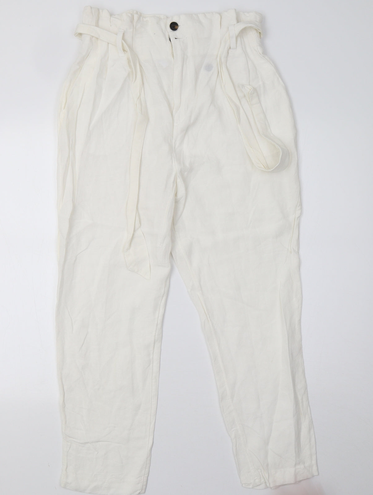 H&M Womens White   Trousers  Size 10 L28 in
