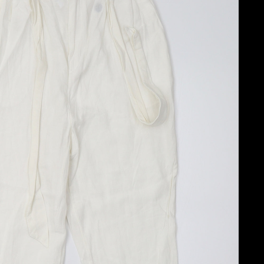H&M Womens White   Trousers  Size 10 L28 in