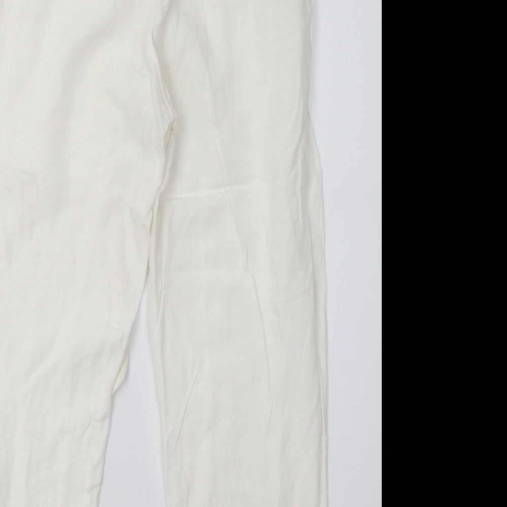 H&M Womens White   Trousers  Size 10 L28 in