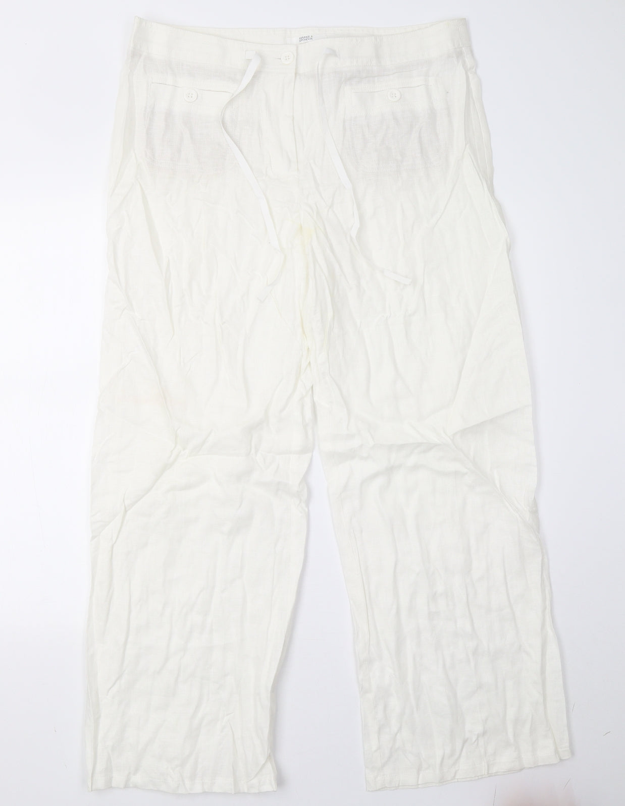 Marks and Spencer Womens White   Trousers  Size 16 L30 in