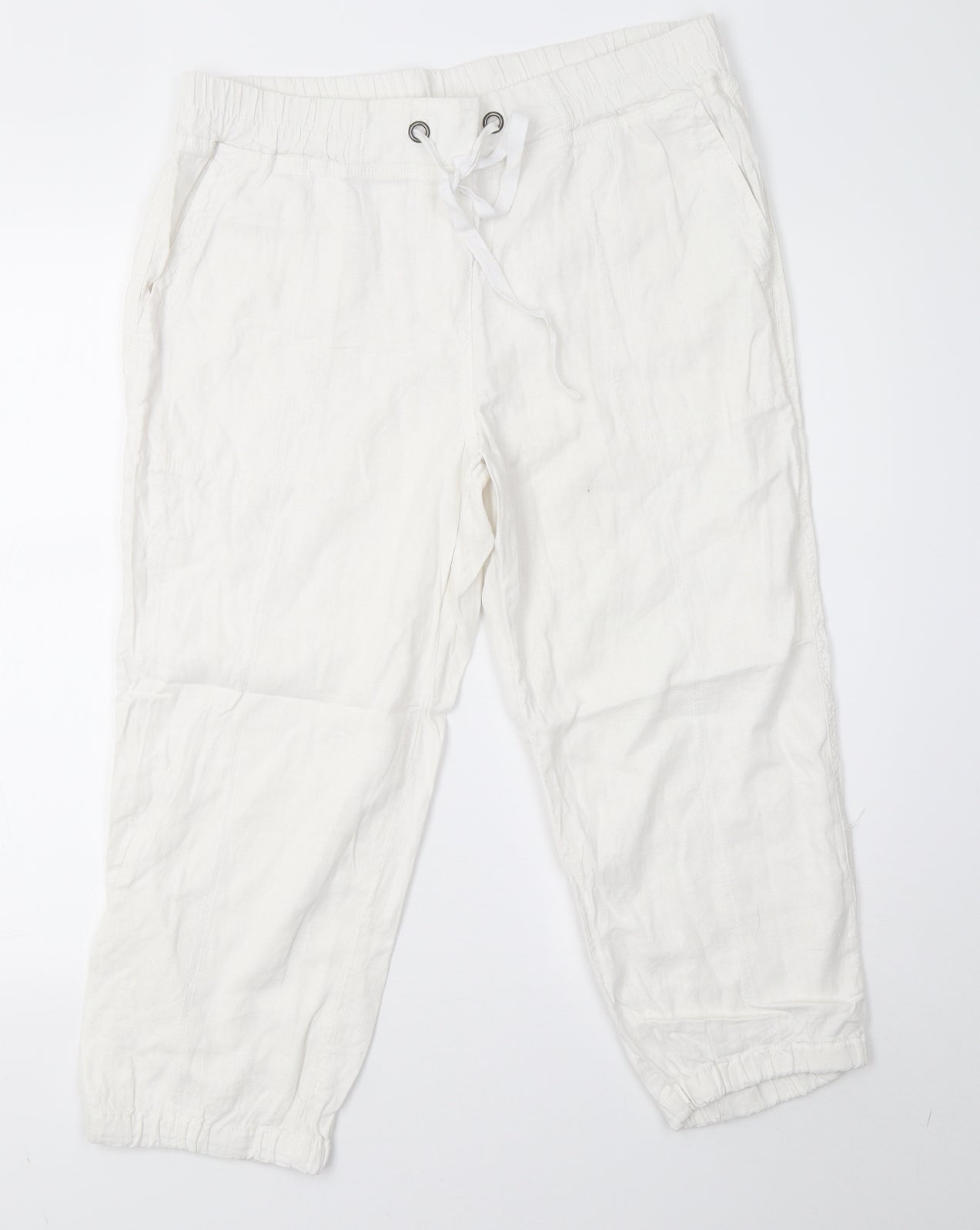 George Womens White   Cropped Trousers Size 16 L25 in