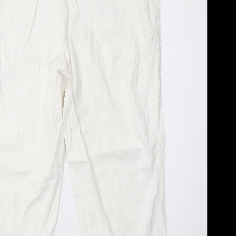 George Womens White   Cropped Trousers Size 16 L25 in