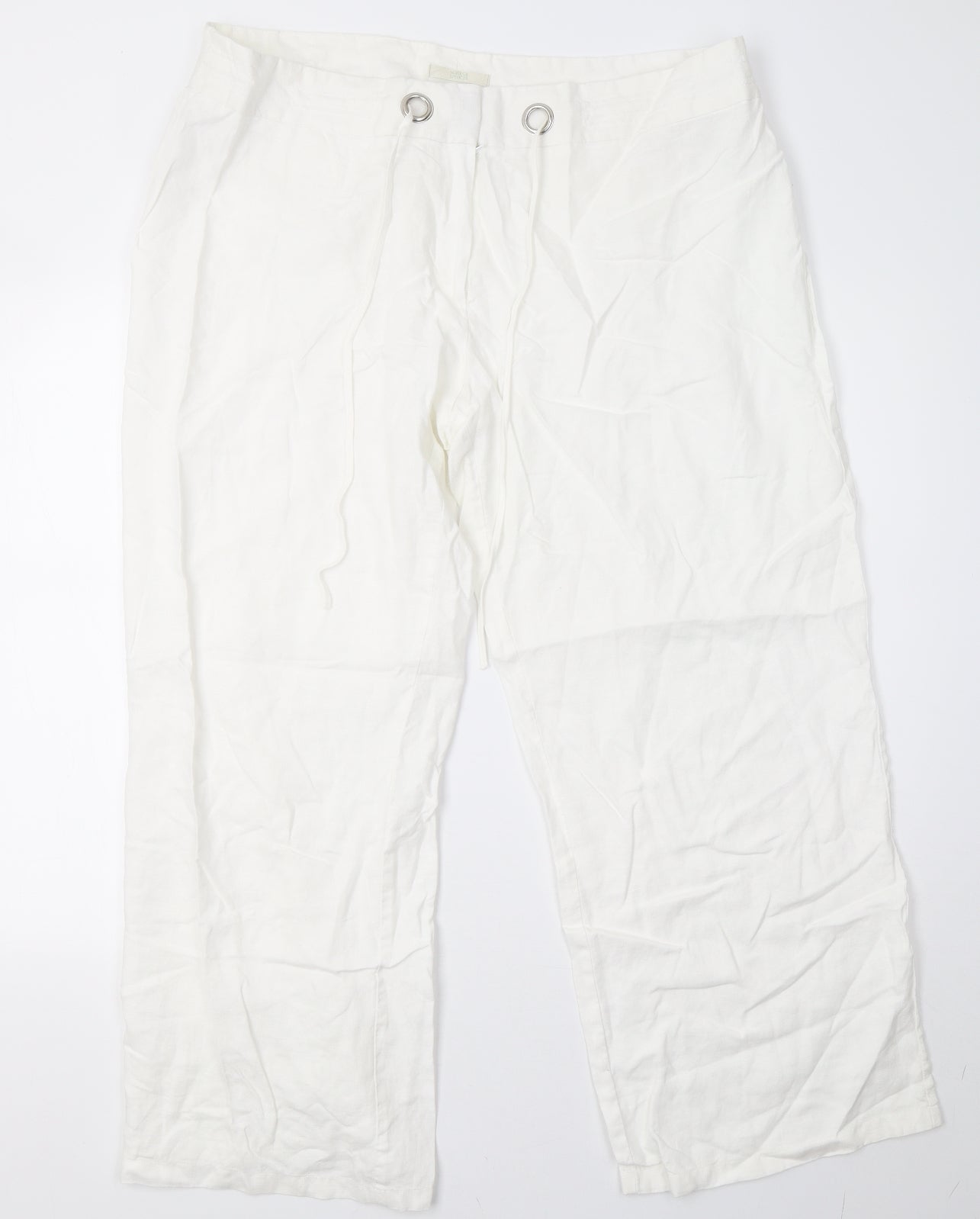 Marks and Spencer Womens White   Trousers  Size 20 L28 in