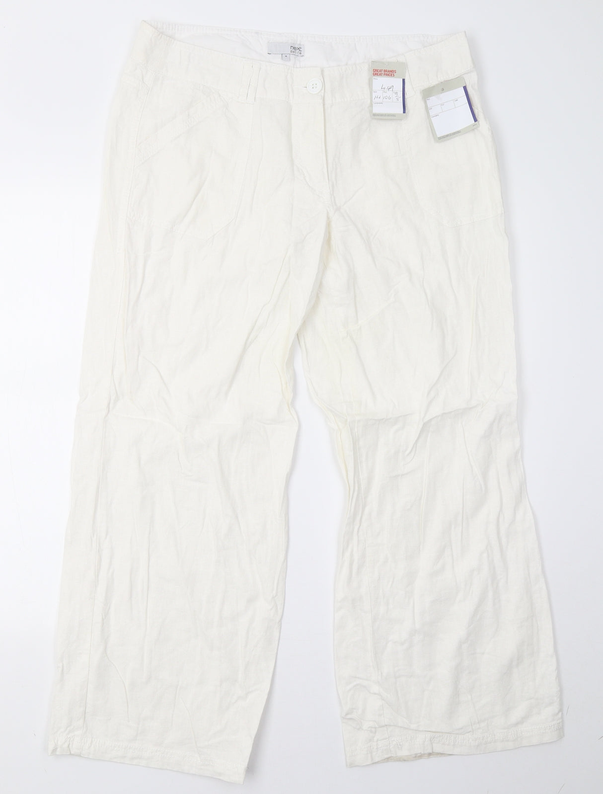 NEXT Womens White   Trousers  Size 14 L28 in