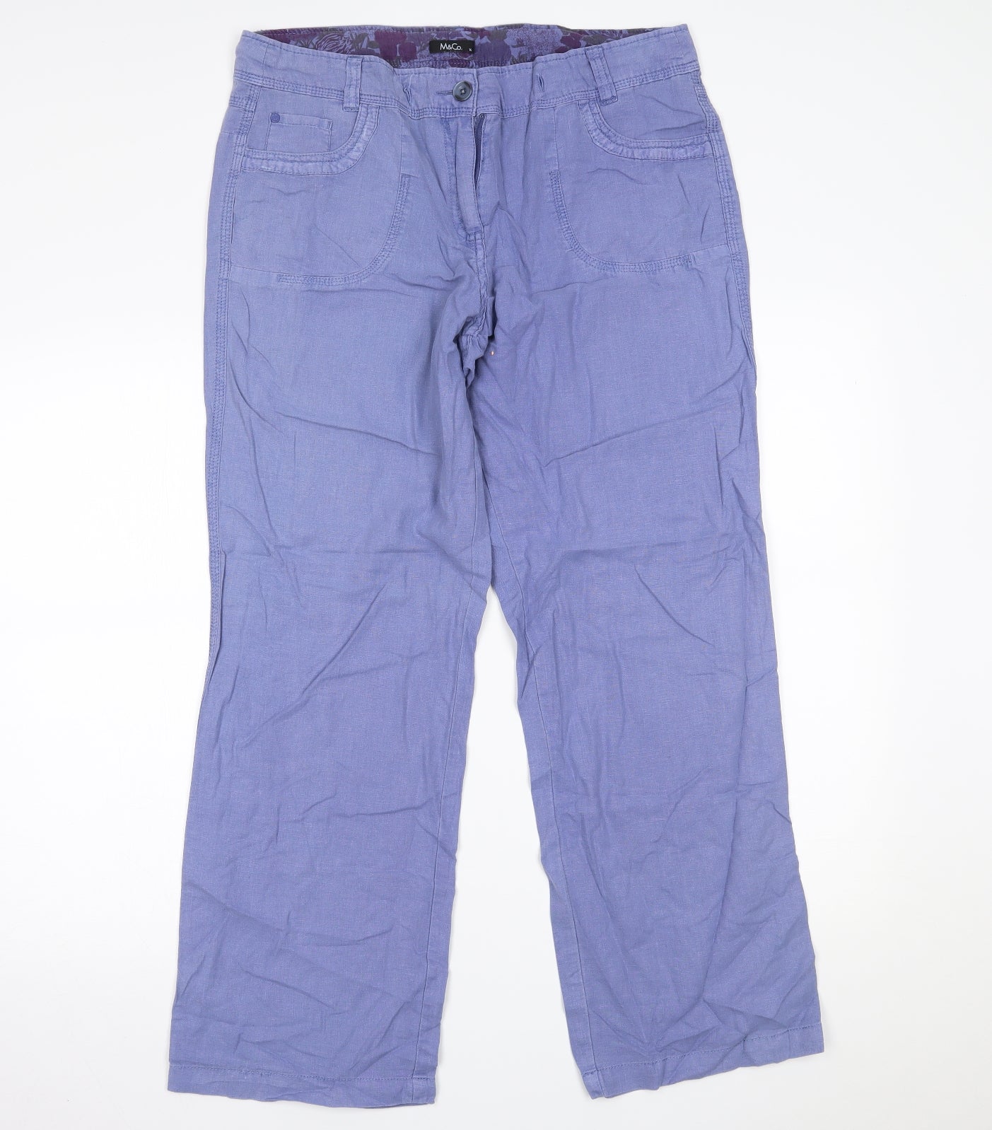 M&Co Womens Blue   Trousers  Size 14 L28 in