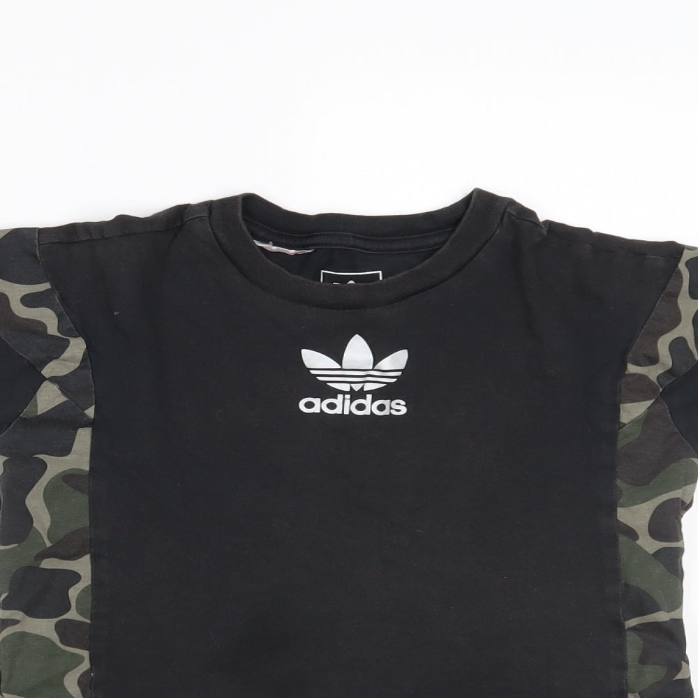 adidas Boys Black Camouflage  Pullover T-Shirt Size 9-10 Years