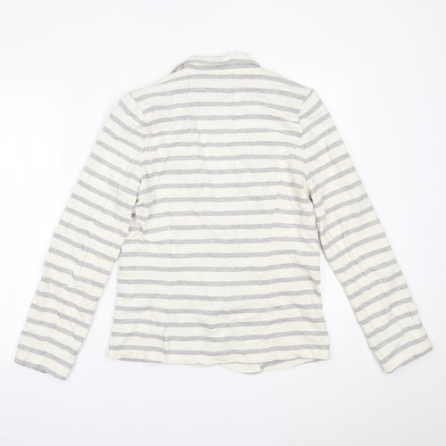 Primark Womens White Striped  Cardigan Jumper Size 12